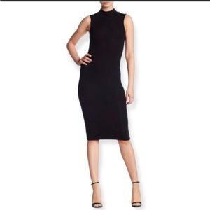 ATM Micro Modal Ribbed Sleeveless Mock Neck Black Midi Dress size small